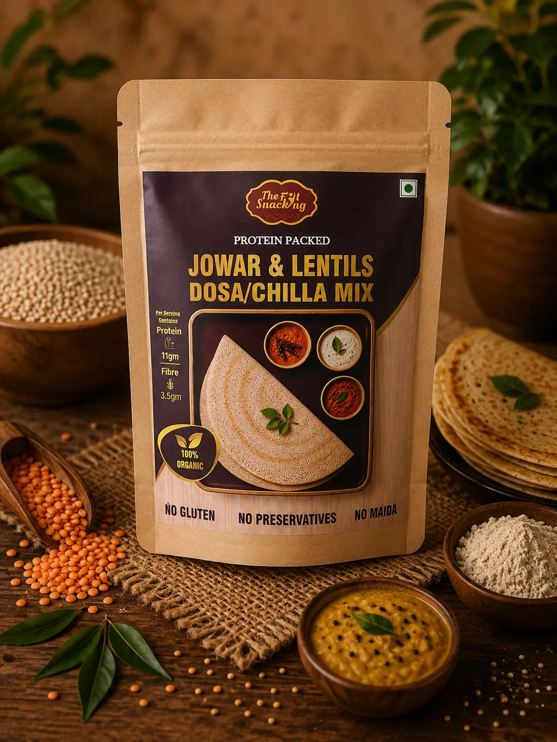 Jowar & Lentils Dosa/Chilla Mix | 11g Protein | Diabetic-friendly | Gluten-free