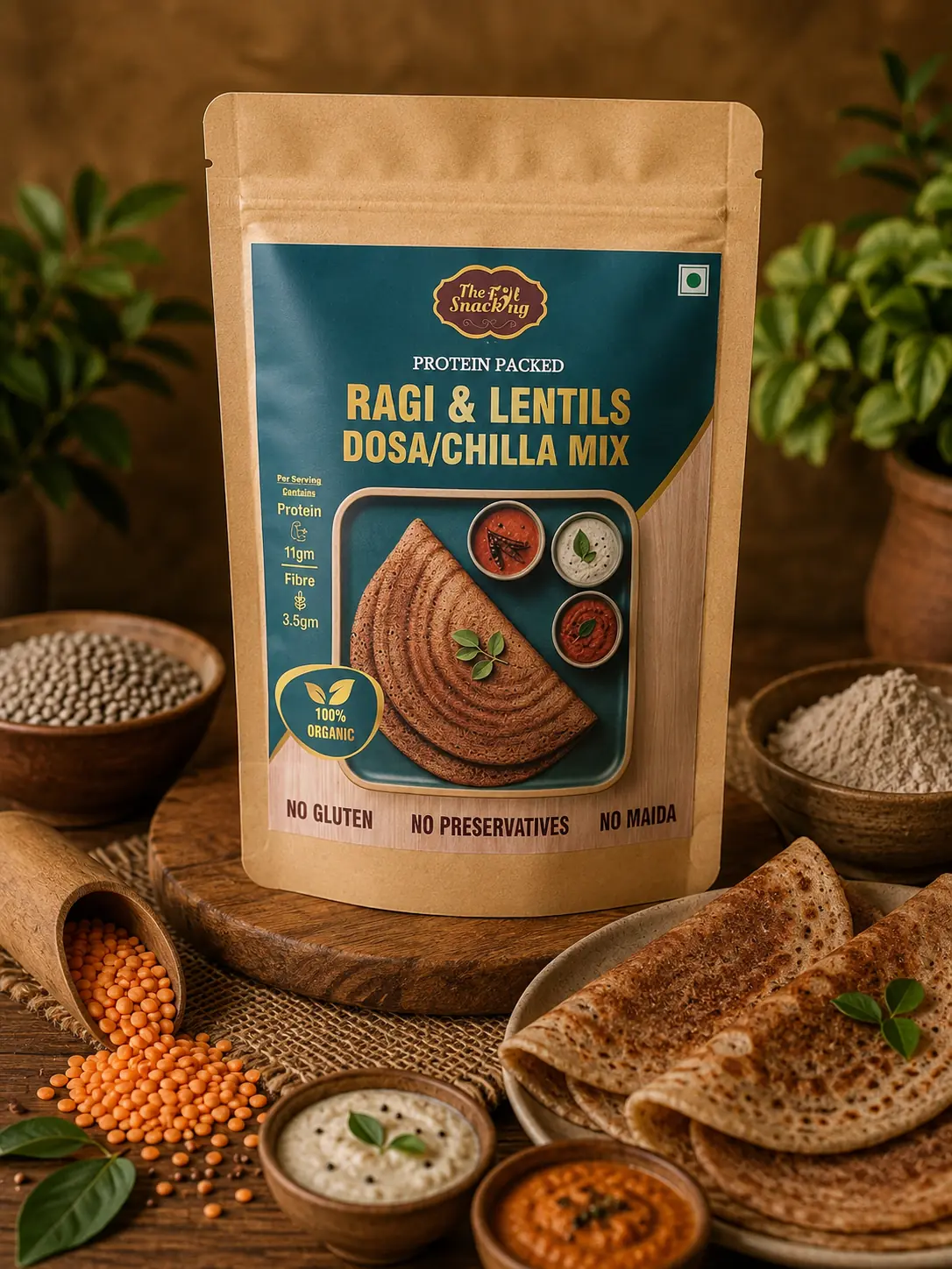Ragi & Lentils Dosa/Chilla Mix | 11g Natural Protein | Diabetic-friendly | Gluten-free Ancient Grains. Modern Nutrition. Everyday Wellness.